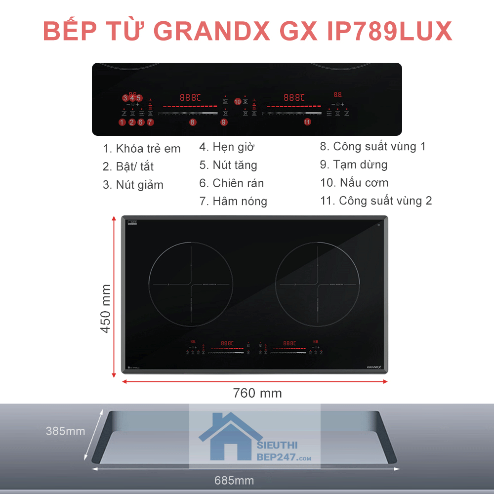 Bếp từ GrandX GX IP789Lux-1