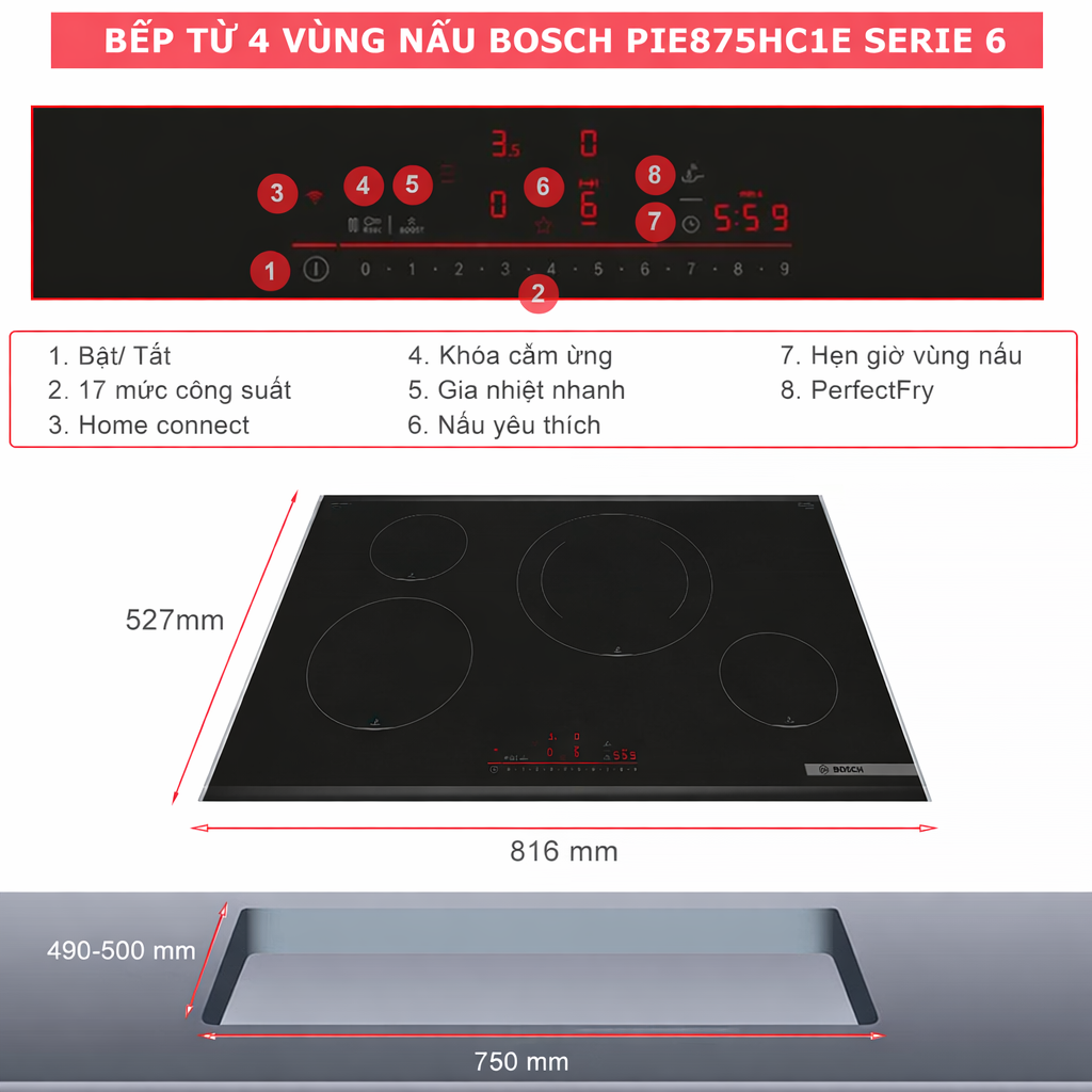 Bếp từ Bosch PIE875HC1E Serie 6-2
